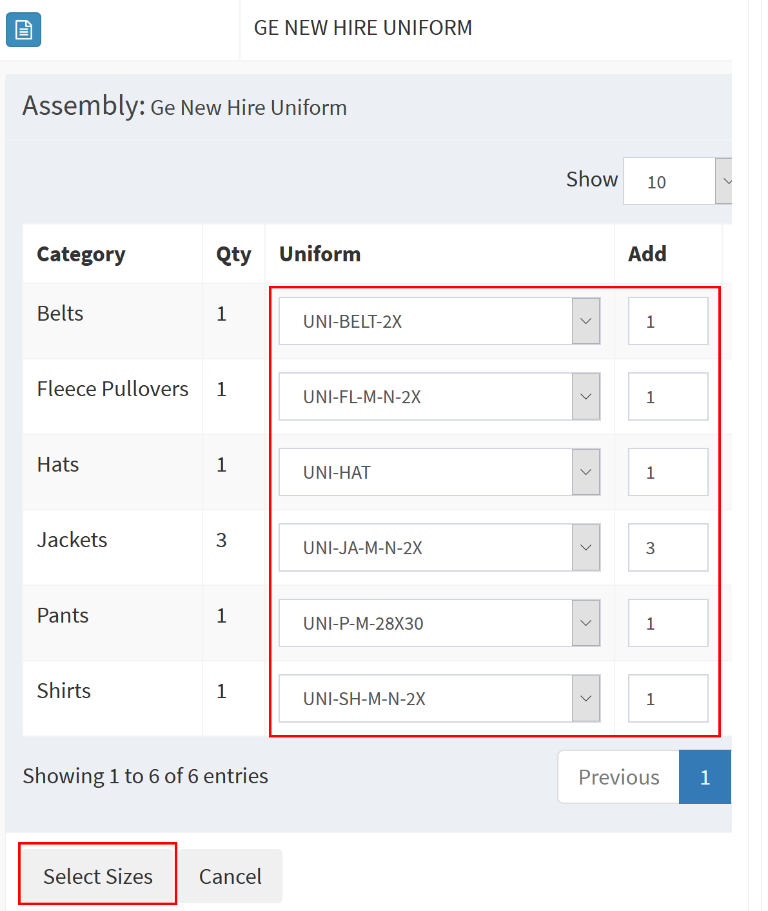 Assembly Dropdown